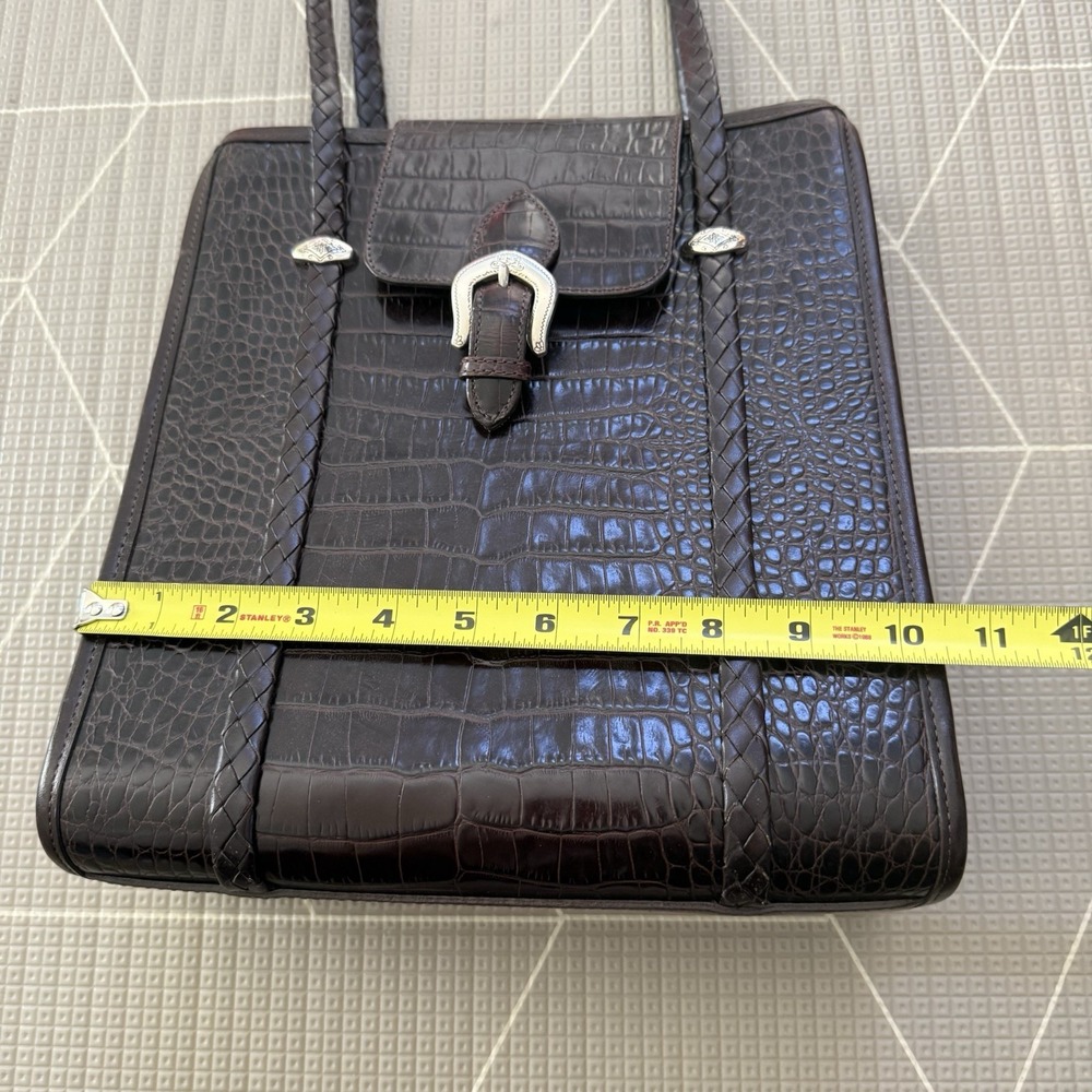 Brighton Brown Leather Croc Embossed Trim Shoulder Handbag Women's‎ Purse - Picture 9 of 12
